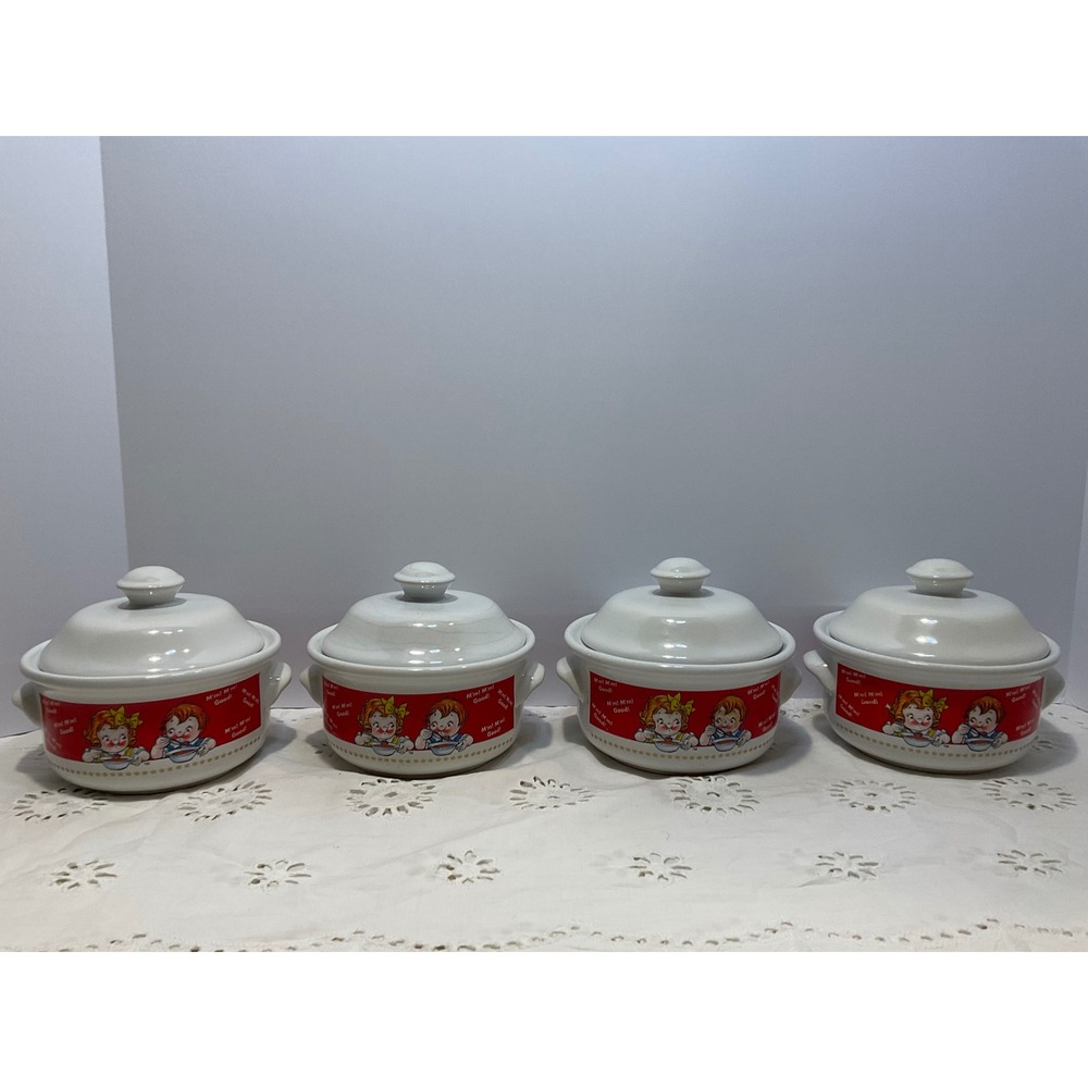 Vintage 1998 Campbells Soup Crocks with Lids Set of 4 Houston Harvest Kids Bowls